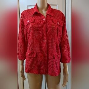 pre-owned N Touch long sleeve red shirt. size medium, TC